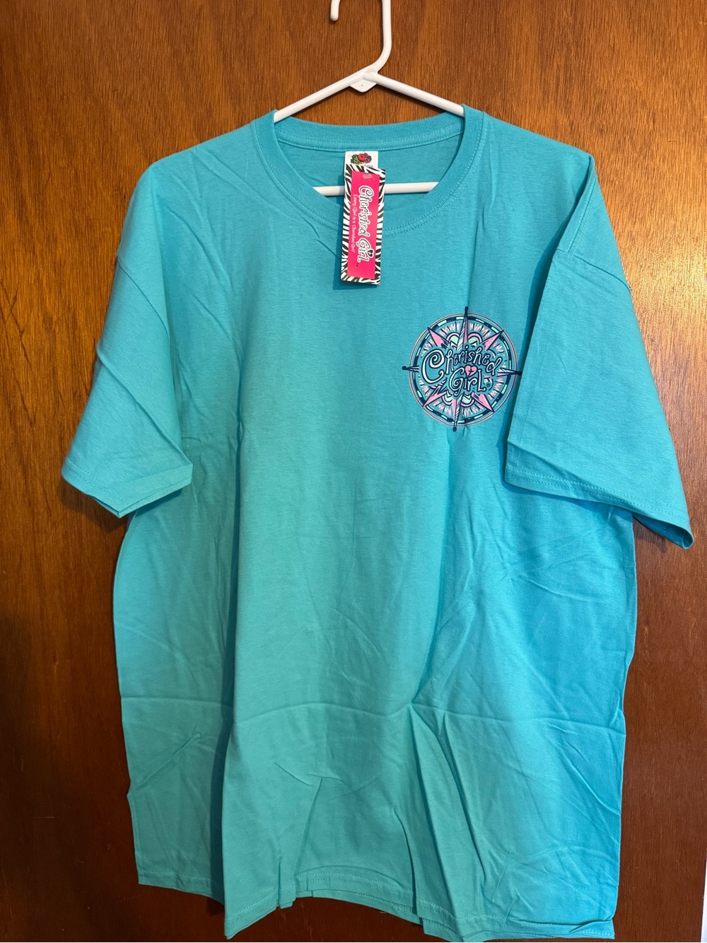 Cherished Girl Turquoise Short Sleeve Graphic Tee- Christian faith